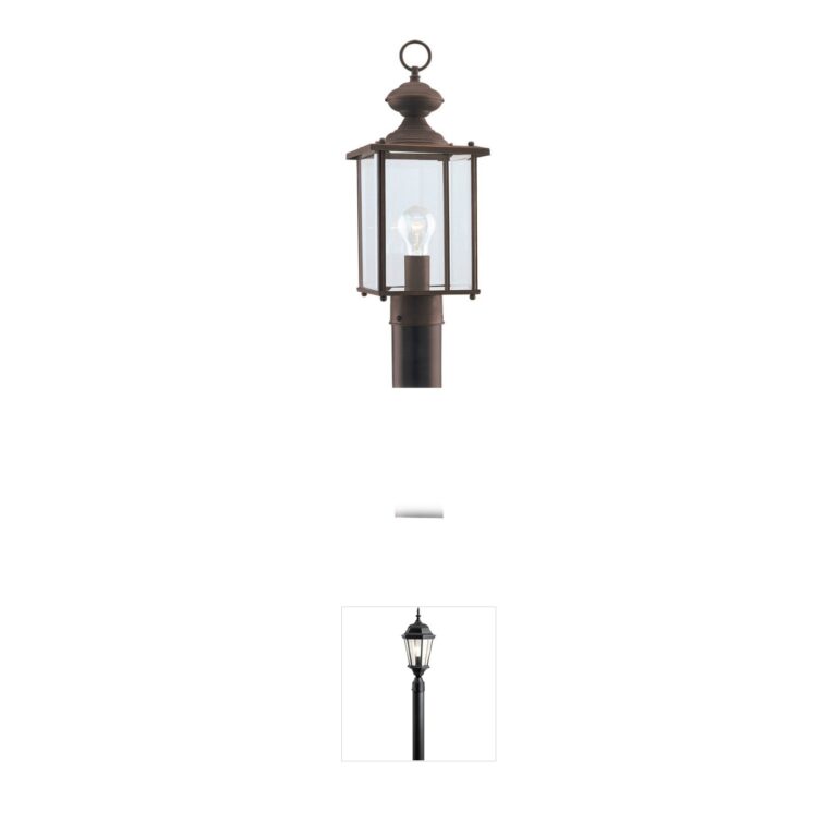 Generation Lighting Jamestowne Antique Bronze Outdoor Post Lantern with Clear Beveled Glass