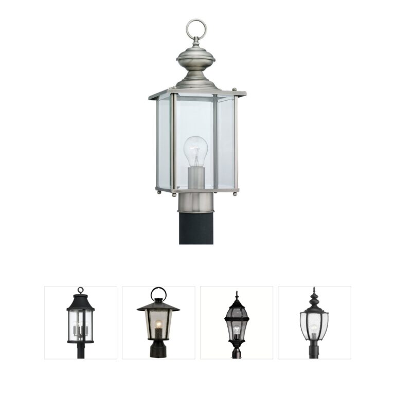Generation Lighting Jamestowne Antique Brushed Nickel Post Lantern with Clear Beveled Glass