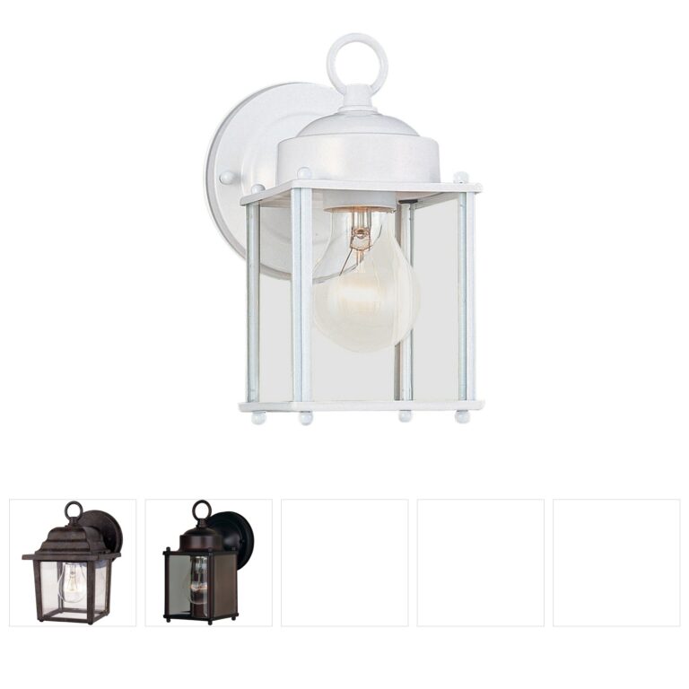 Generation Lighting New Castle 1-Light White Outdoor Wall Lantern with Clear Glass