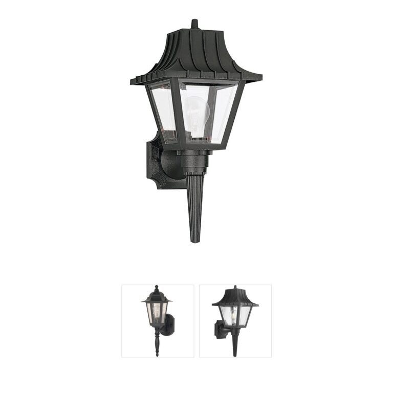 Generation Lighting Polycarbonate Outdoor 1-Light Black Wall Lantern with Clear Beveled Acrylic