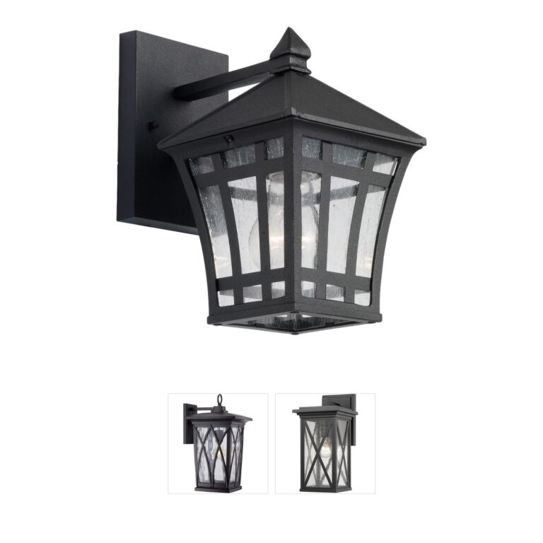 Generation Lighting Herrington Black Outdoor Wall Lantern with Clear Seeded Glass