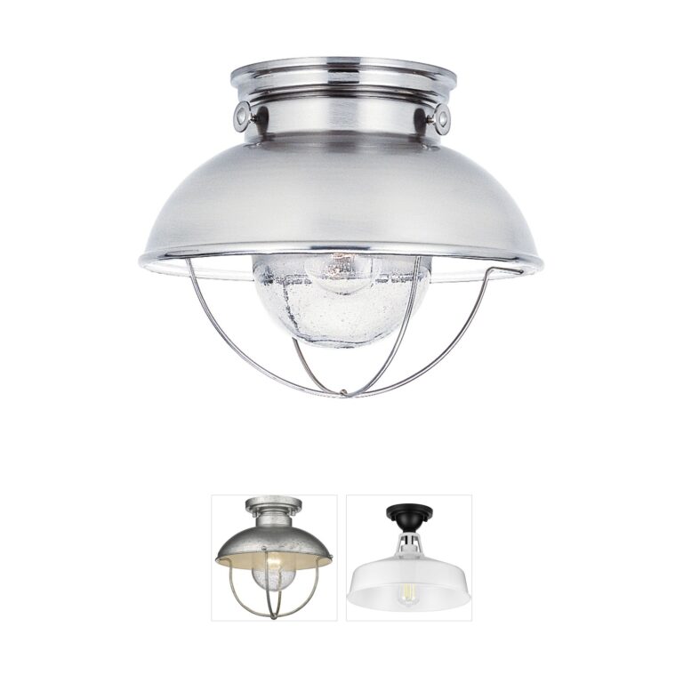 Generation Lighting Sebring Brushed Stainless Outdoor Flush Mount with Clear Seeded Glass