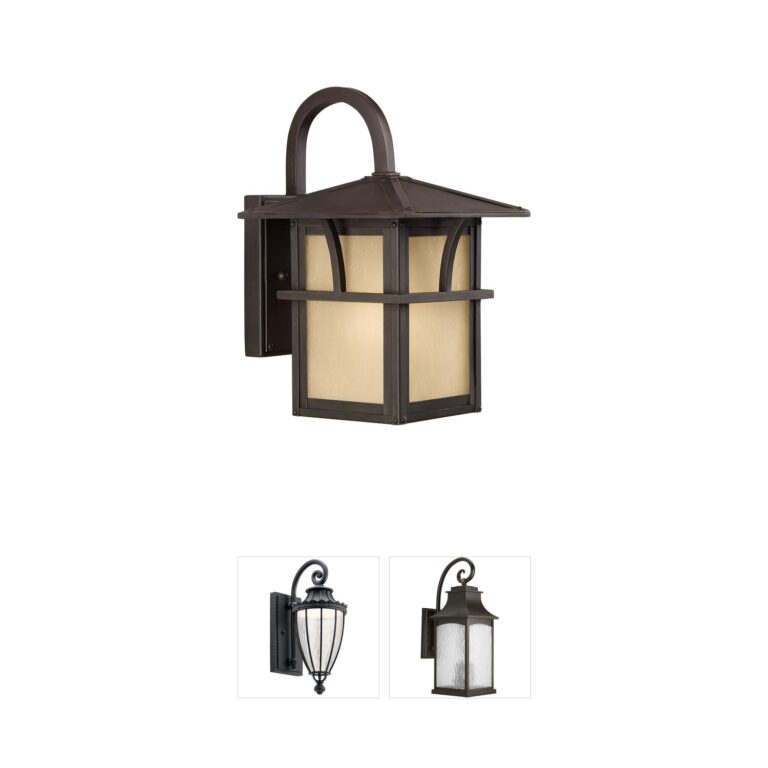 Generation Lighting Medford Lakes Statuary Bronze Outdoor Wall Lantern with Etched Hammered Amber Glass