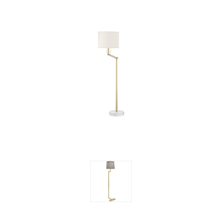Hudson Valley Essex Aged Brass Floor Lamp with Marble Base