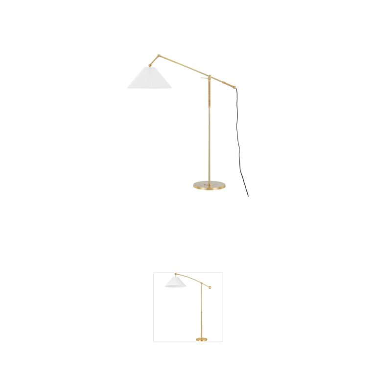 Hudson Valley Dorset Aged Brass Floor Lamp with Pleated Linen Shade