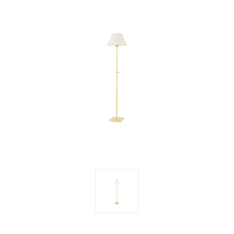 Hudson Valley Leeds Aged Brass Floor Lamp with Adjustable Height