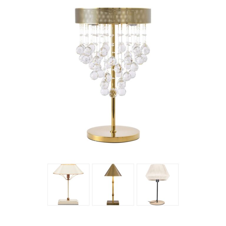 Bethel International Canada Collection Gold 3-Light Crystal Table Lamp
