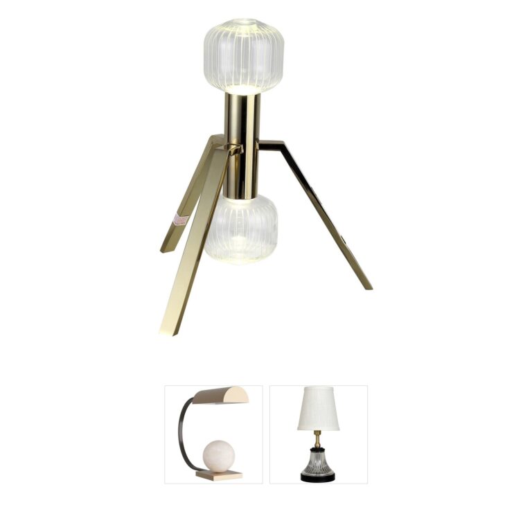 Bethel International Canada Gold 2-Light LED Table Lamp with Clear Glass