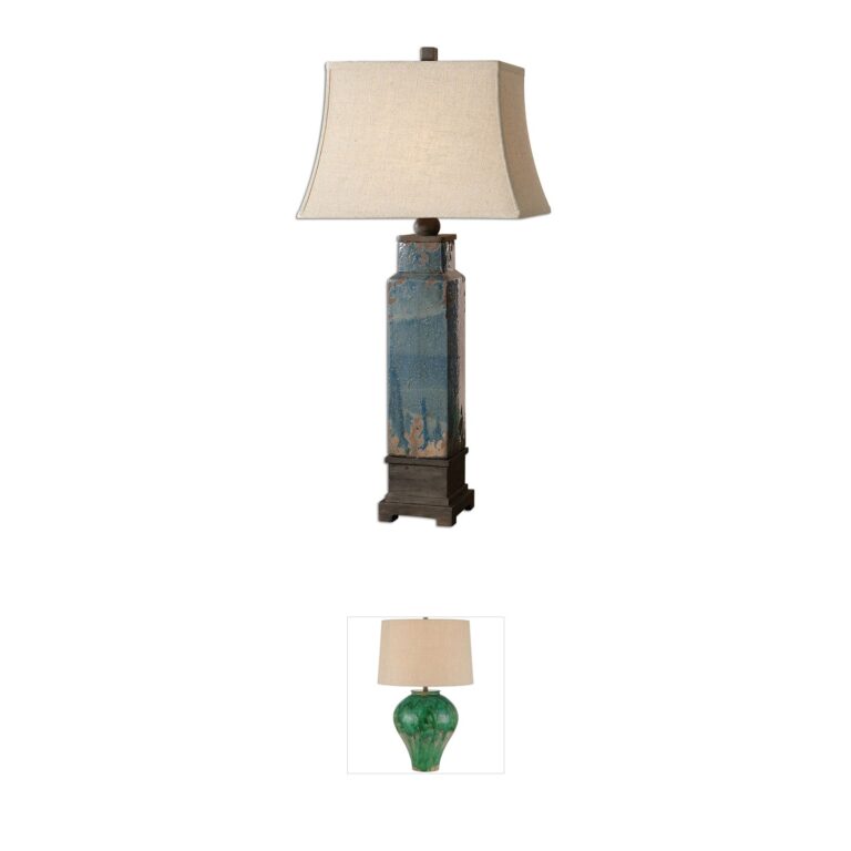 Uttermost Soprana Distressed Blue Glaze Ceramic Table Lamp