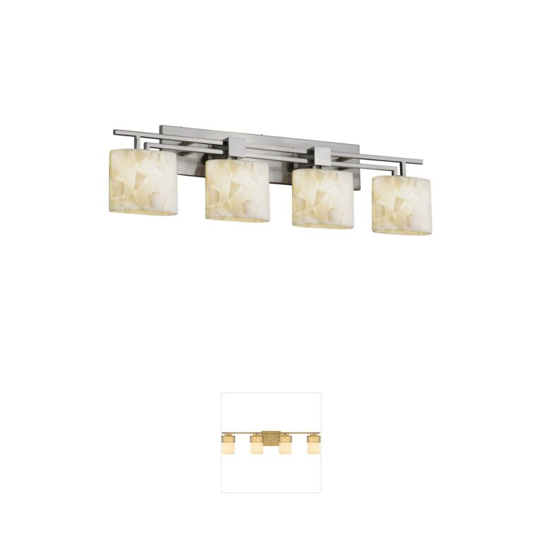 Justice Design Group Alabaster Rocks 4-Light Brushed Nickel Oval Bath Bar