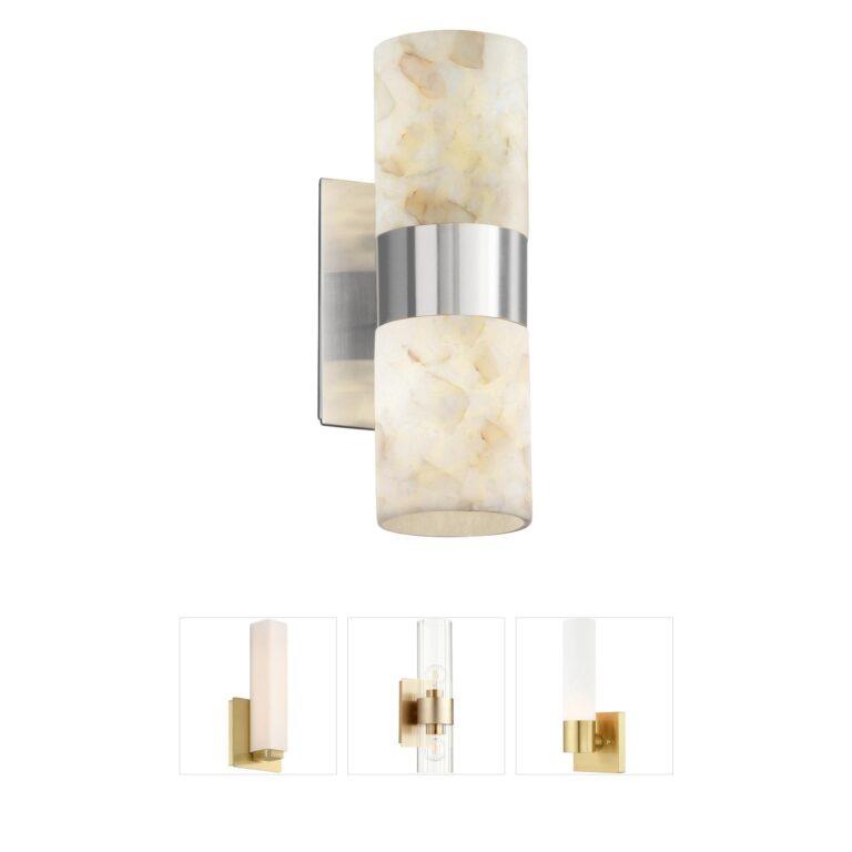 Justice Design Group Alabaster Rocks Brushed Nickel Wall Sconce