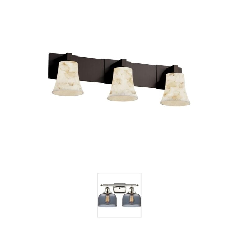 Justice Design Alabaster Rocks 3-Light Dark Bronze Bath Bar