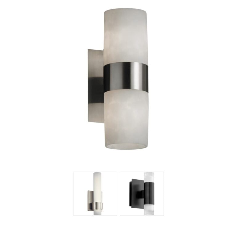 Justice Design Clouds Collection Brushed Nickel Resin Cylinder Wall Sconce