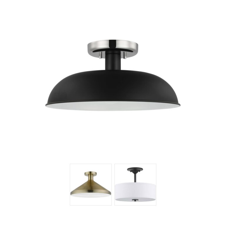 Nuvo Colony 15-Inch Matte Black and Polished Nickel Semi-Flush Mount