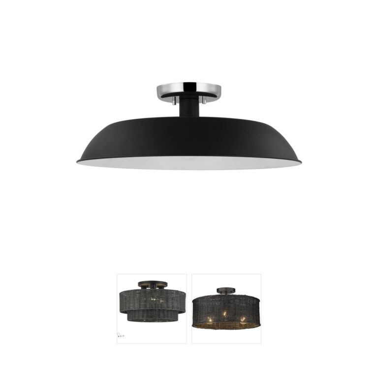 Nuvo Colony 19-Inch Matte Black and Polished Nickel Semi-Flush Mount