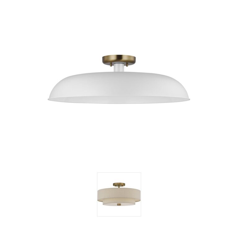 Nuvo Colony 24-Inch Matte White and Burnished Brass Semi-Flush Mount