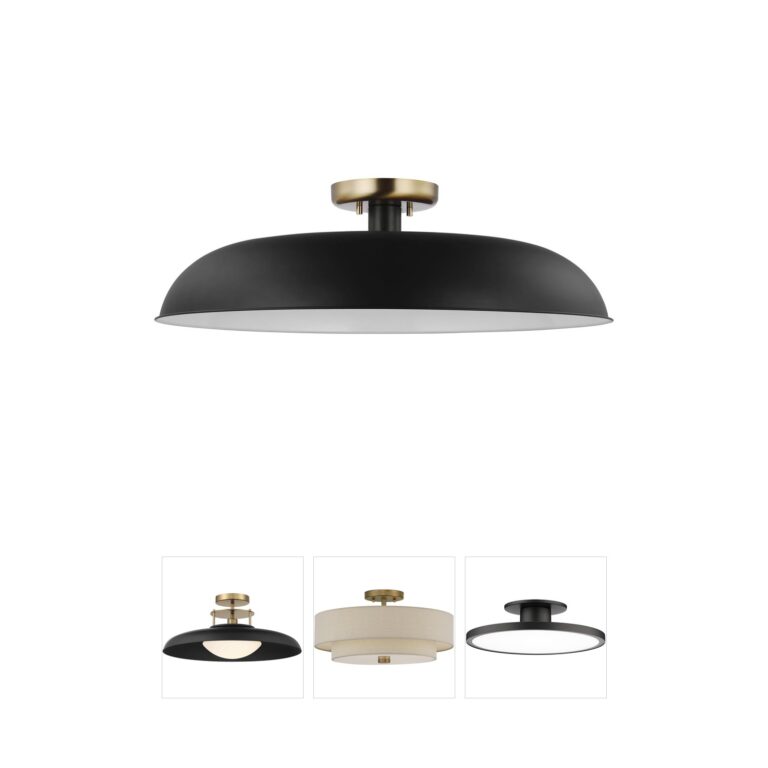 Nuvo Colony 24-Inch Matte Black and Burnished Brass Semi-Flush Mount