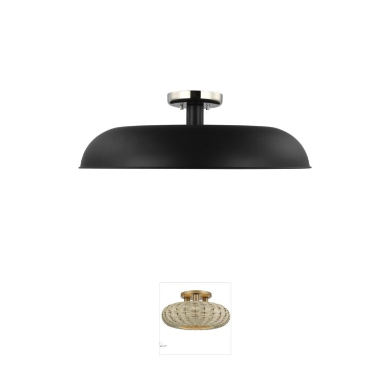 Nuvo Lighting Colony 24-Inch Matte Black and Polished Nickel Semi-Flush Mount
