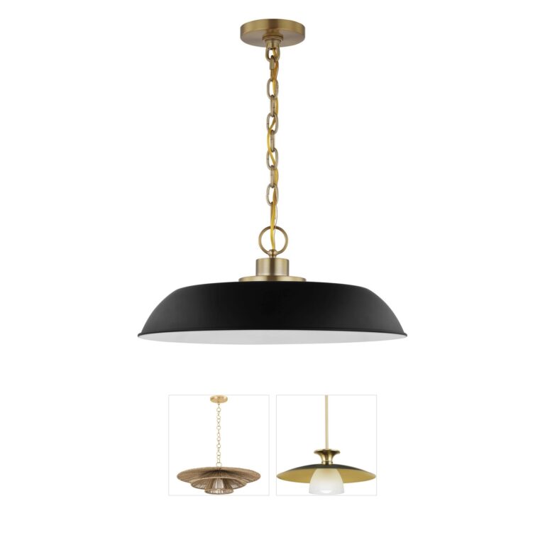 Nuvo Lighting Colony Matte Black & Burnished Brass Dome Pendant