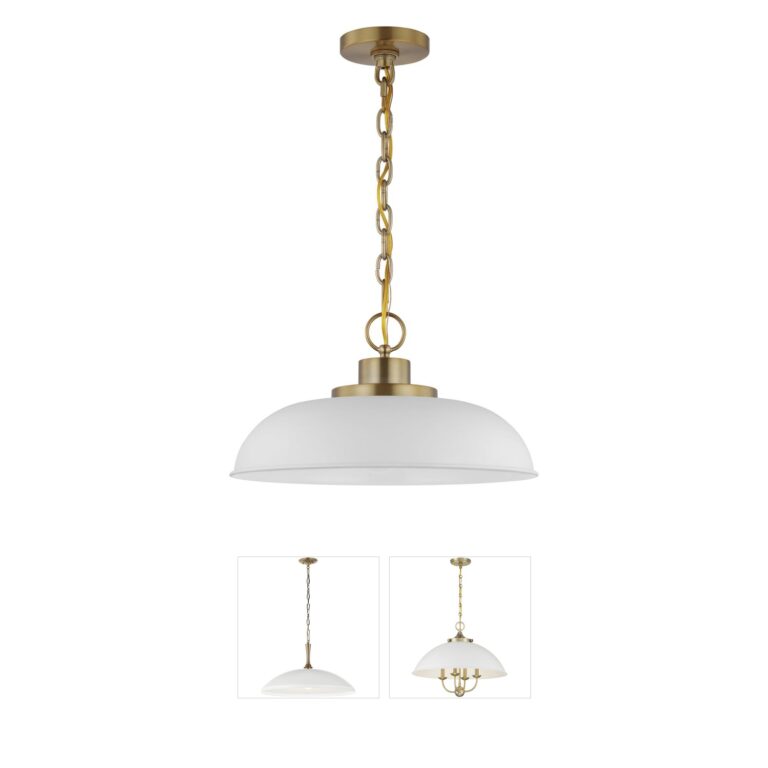 Nuvo Lighting Colony Matte White Steel Dome Pendant