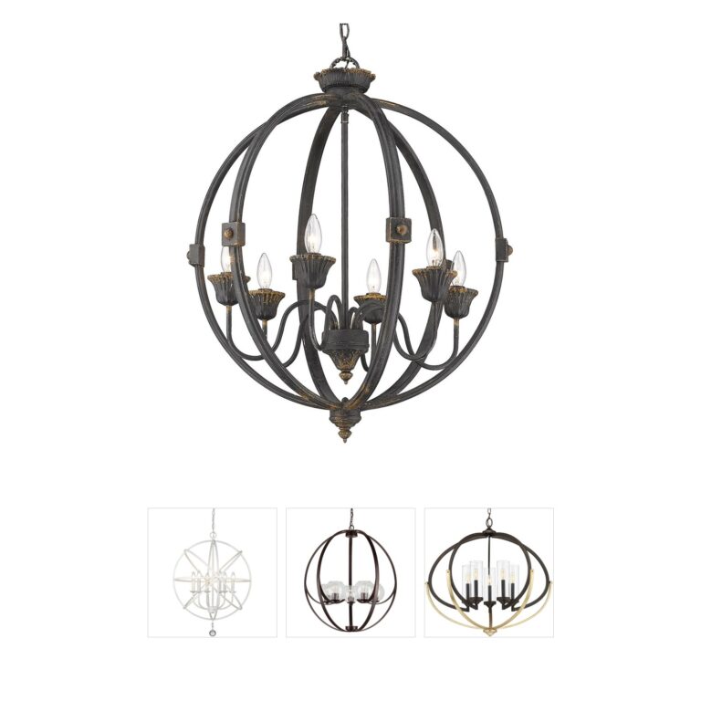 Golden Lighting Jules 6-Light Antique Black Iron Globe Chandelier