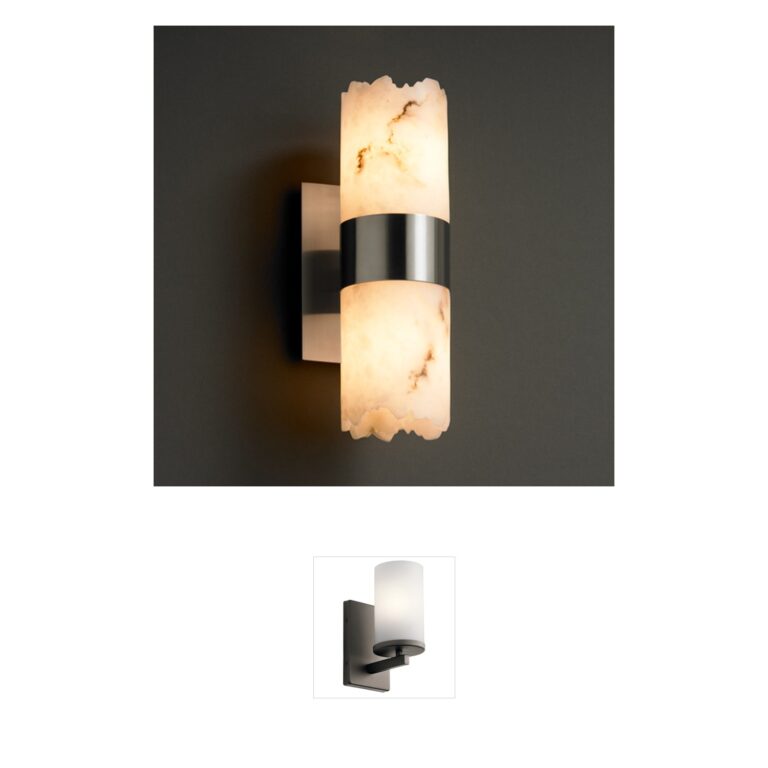 Justice Design Group Lumenaria Faux Alabaster 2-Light Wall Sconce - Brushed Nickel