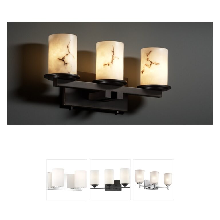 Justice Design Group Lumenaria Faux Alabaster Dark Bronze Vanity Light