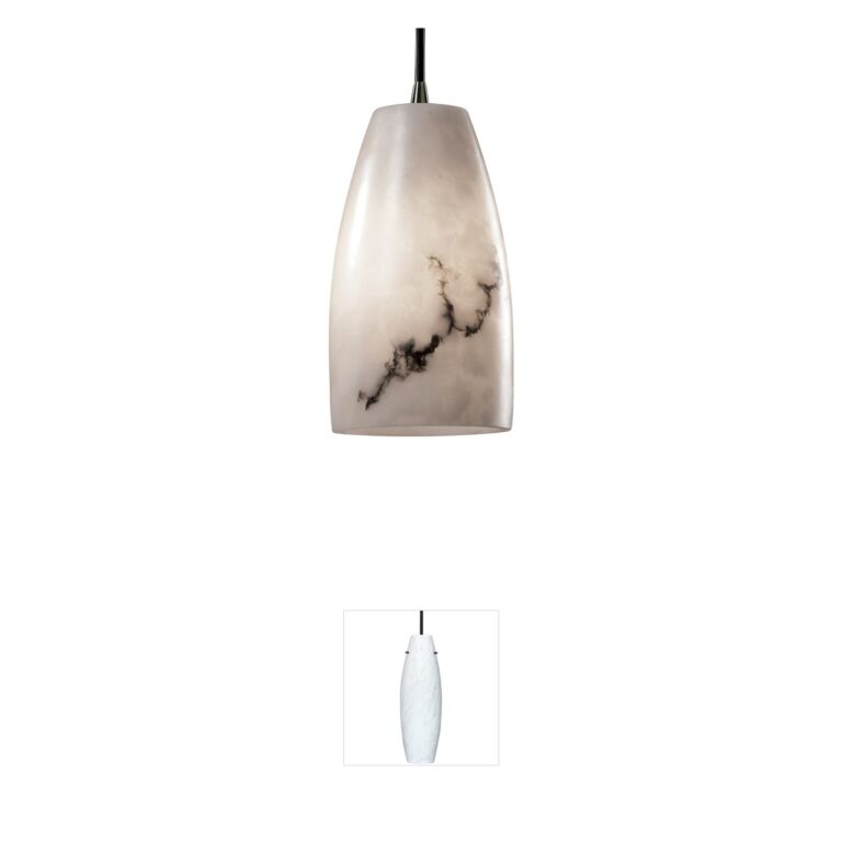 Justice Design Lumenaria Faux Alabaster Tall Cylinder Pendant in Antique Brass