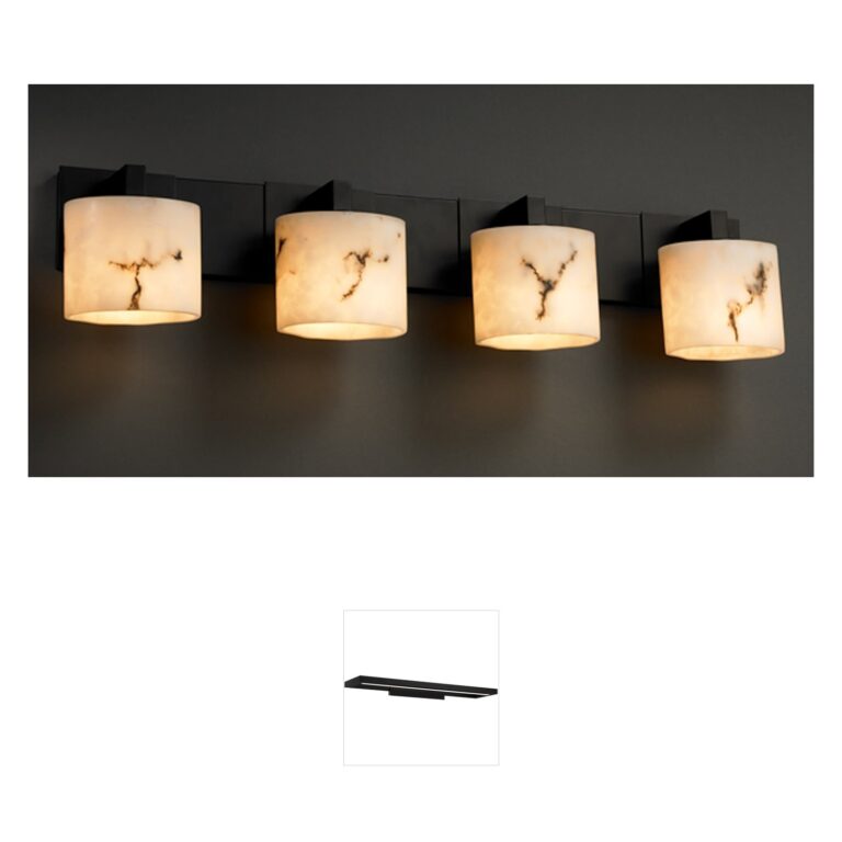 Justice Design Lumenaria 4-Light Matte Black Vanity with Faux Alabaster Resin