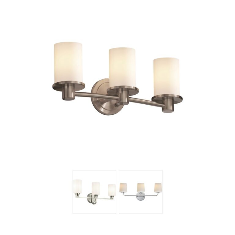 Justice Design Fusion Brushed Nickel Vanity Light with Opal Glass