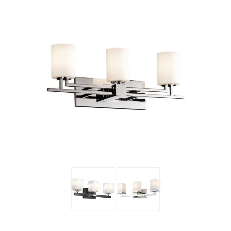 Justice Design Group Fusion 3-Light Polished Chrome Bath Bar with Artisan Glass