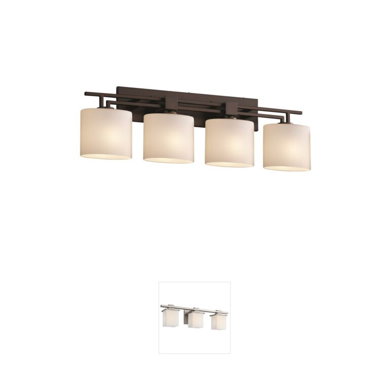 Justice Design Fusion Dark Bronze Vanity Light with Artisan Glass