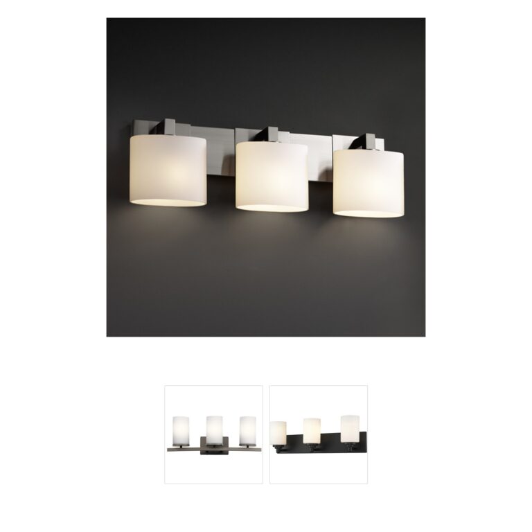 Justice Design Group Fusion 3-Light Brushed Nickel Vanity with Opal Artisan Glass