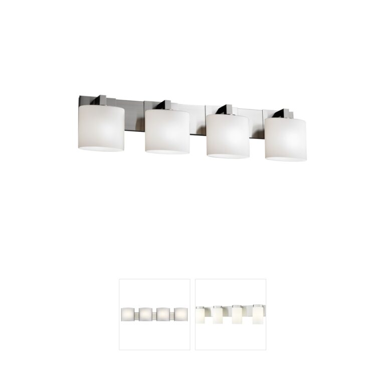 Justice Design Group Fusion Brushed Nickel 4-Light Vanity with Artisan Glass
