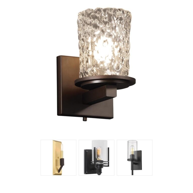 Justice Design Veneto Luce Clear Textured Glass Wall Sconce