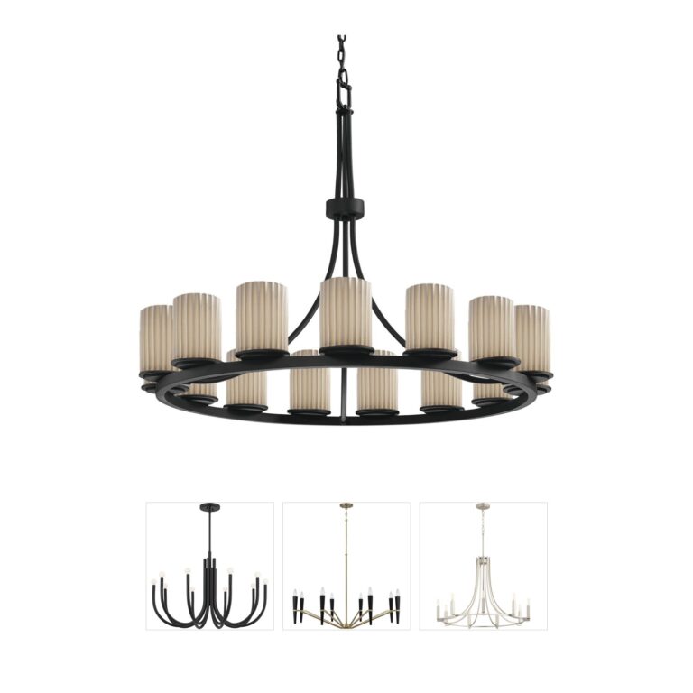 Justice Design Group Limoges Matte Black Porcelain 15-Light Chandelier