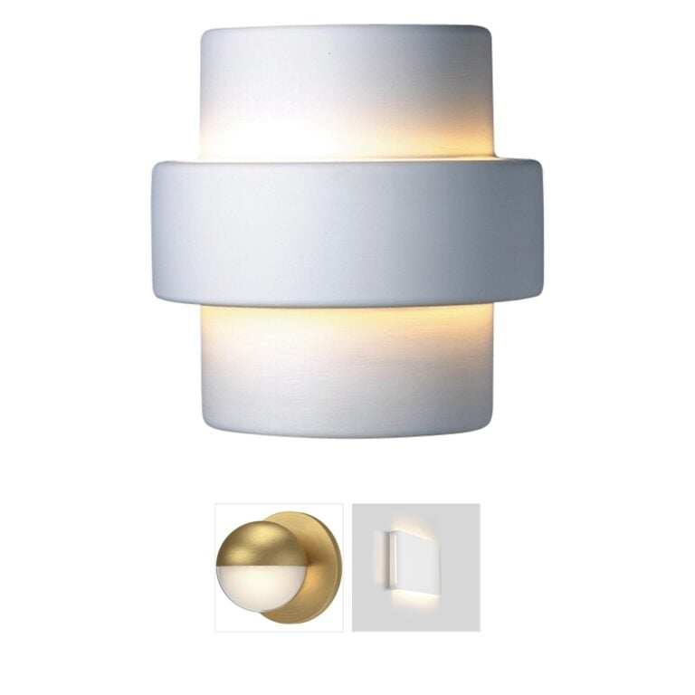 Justice Design Ambiance Step Bisque Ceramic Wall Sconce