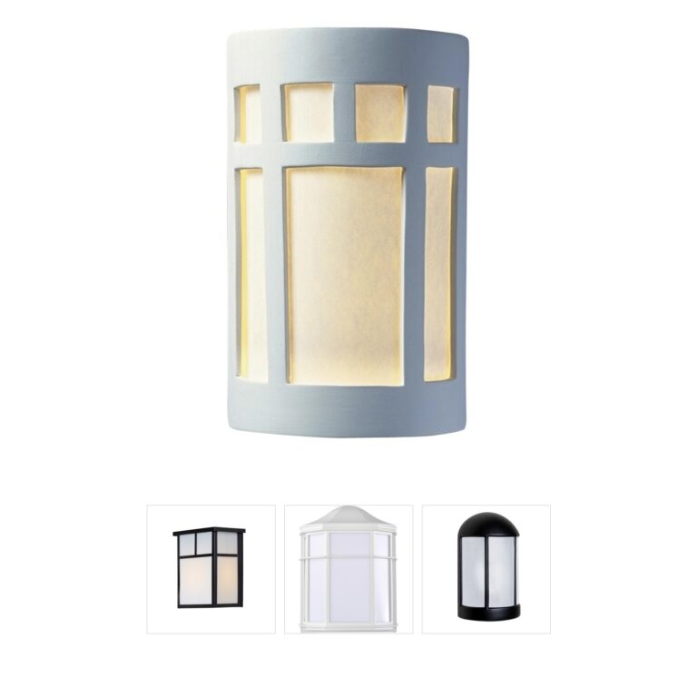 Justice Design Group Ambiance Cylinder Prairie Window Ceramic Outdoor Wall Sconce