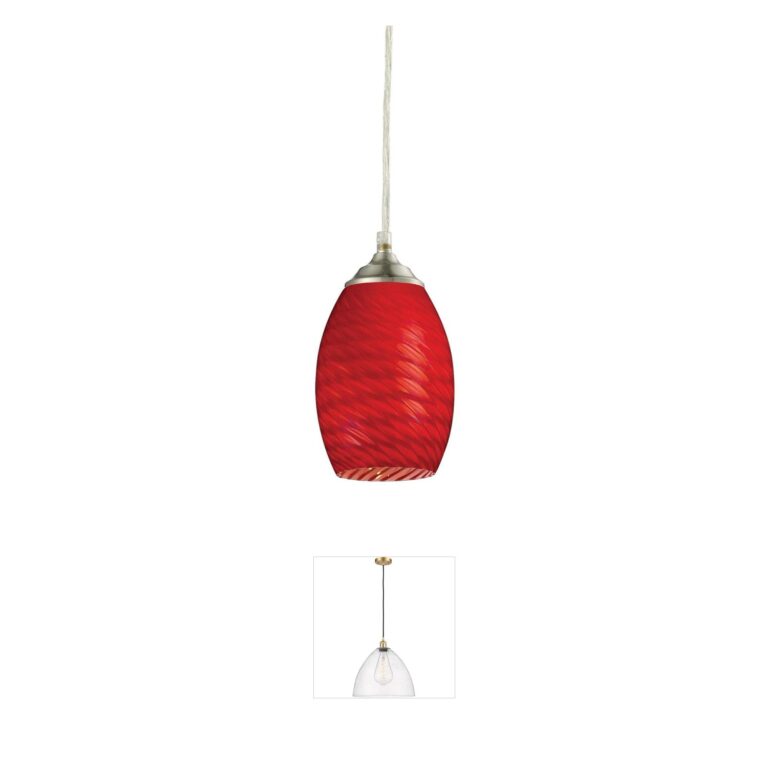 Z-Lite Jazz Collection Brushed Nickel & Red Glass Pendant