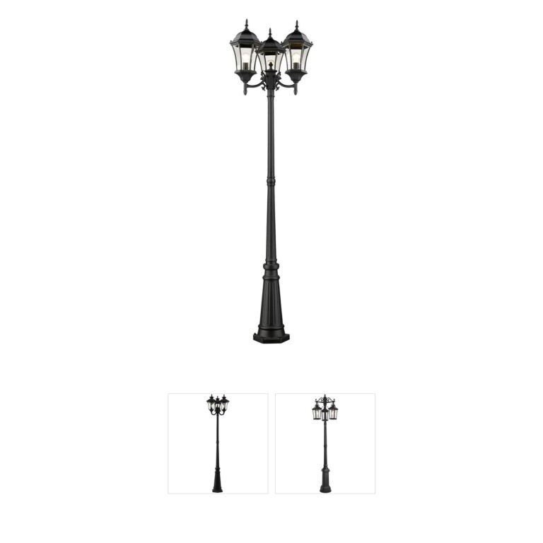 Z-Lite Wakefield Black Aluminum Post Light with Clear Beveled Glass