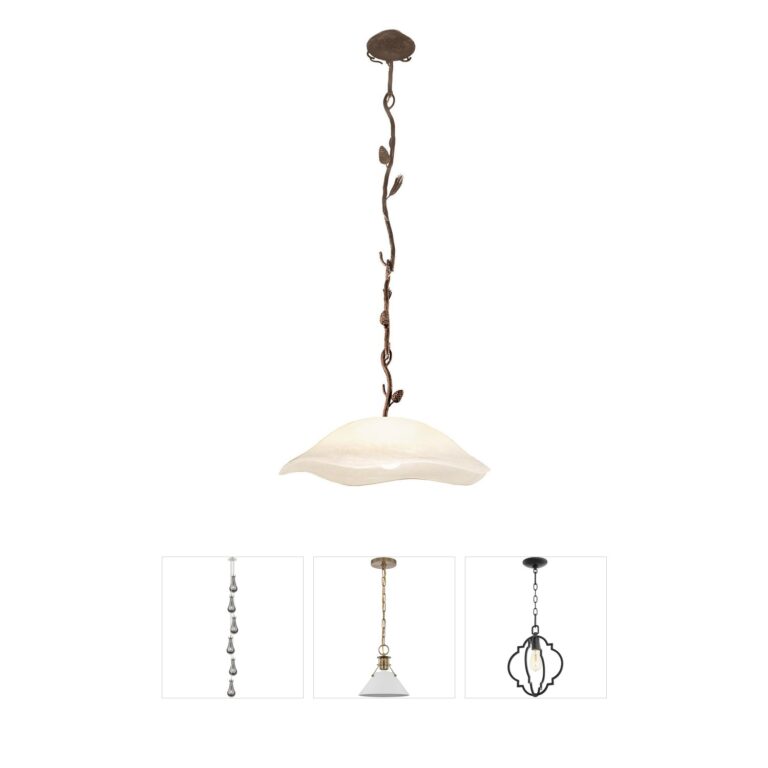 Kalco Ponderosa Wrought Iron and Leather 20 Inch Pendant