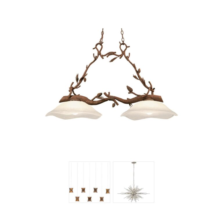 Kalco Ponderosa Hand-Forged Wrought Iron & Leather Island Light