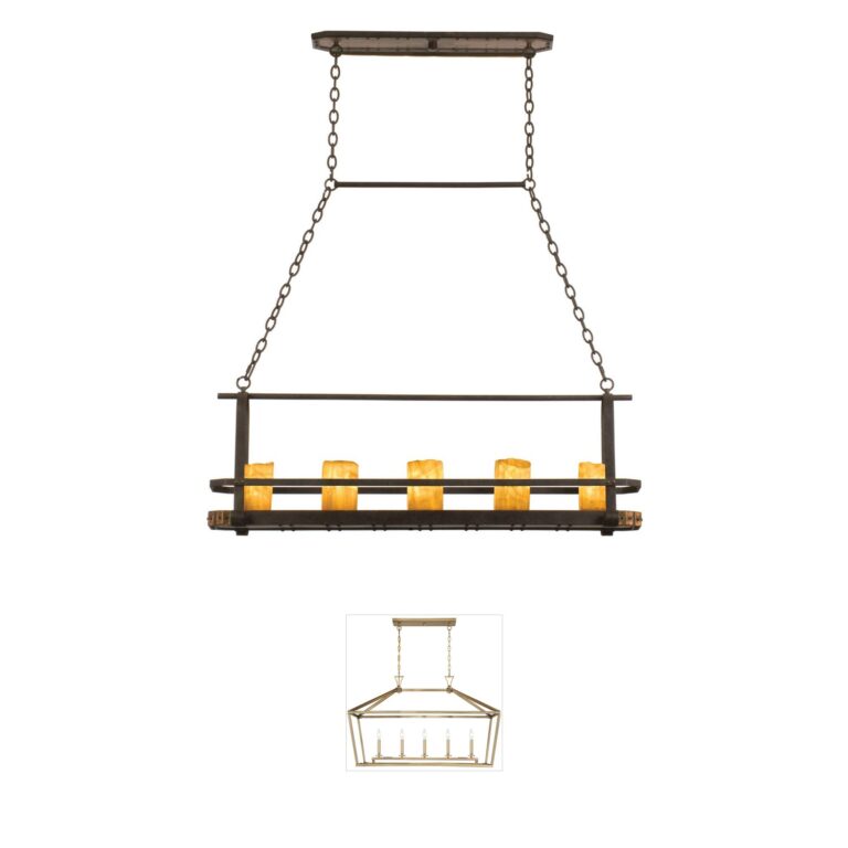 Kalco Cordova Natural Iron & Calcite 5-Light Island Light