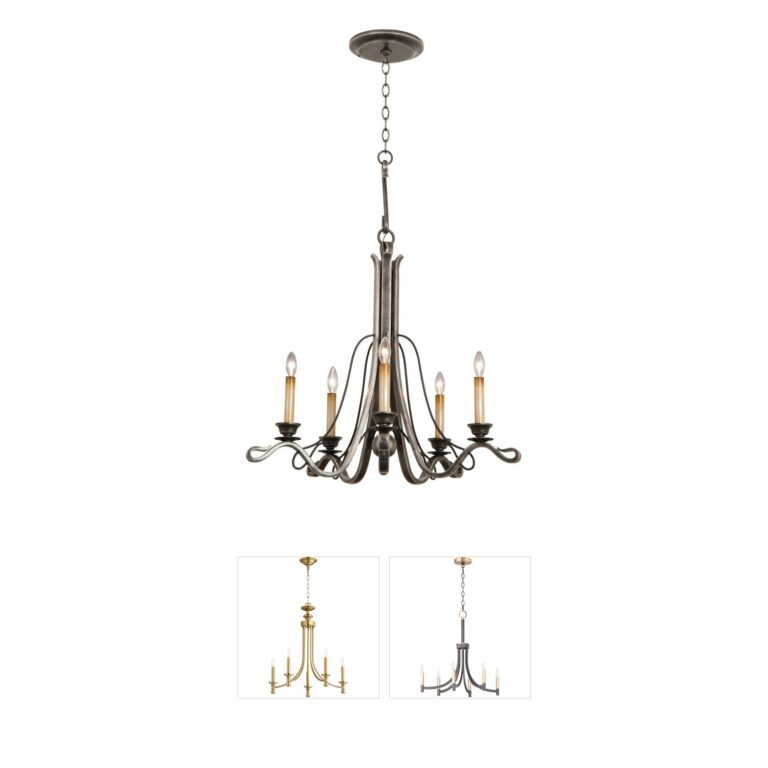 Kalco Lighting Keller 5-Light Hand Forged Wrought Iron Chandelier