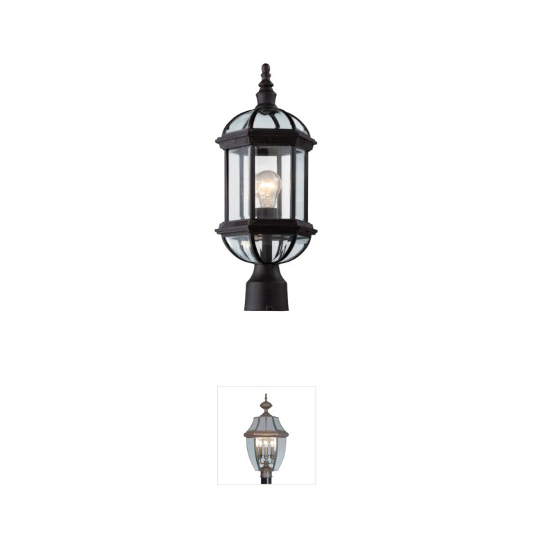 Trans Globe Lighting Wentworth Black Post Lantern with Beveled Glass