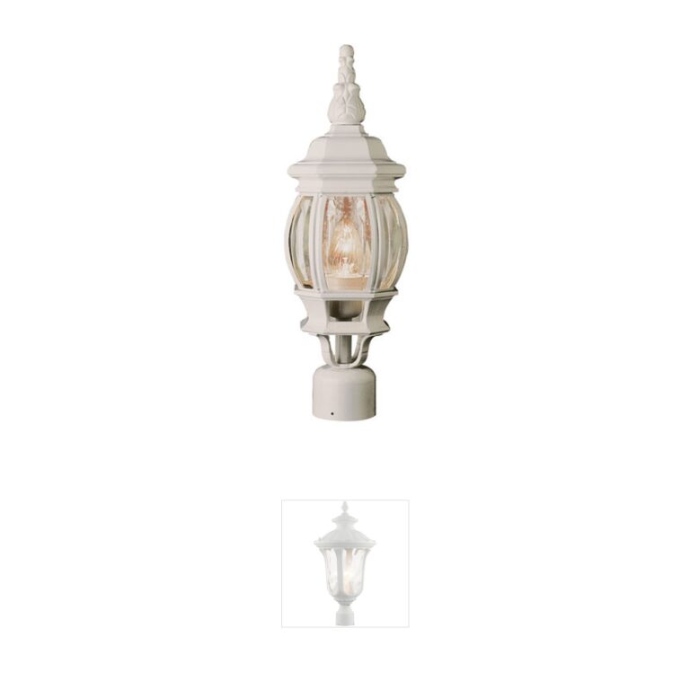 Trans Globe Lighting Parsons 19.5" White Outdoor Postmount Lantern with Clear Beveled Glass