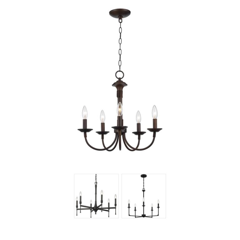 Trans Globe Lighting Candle 5-Light Rubbed Oil Bronze Metal Chandelier