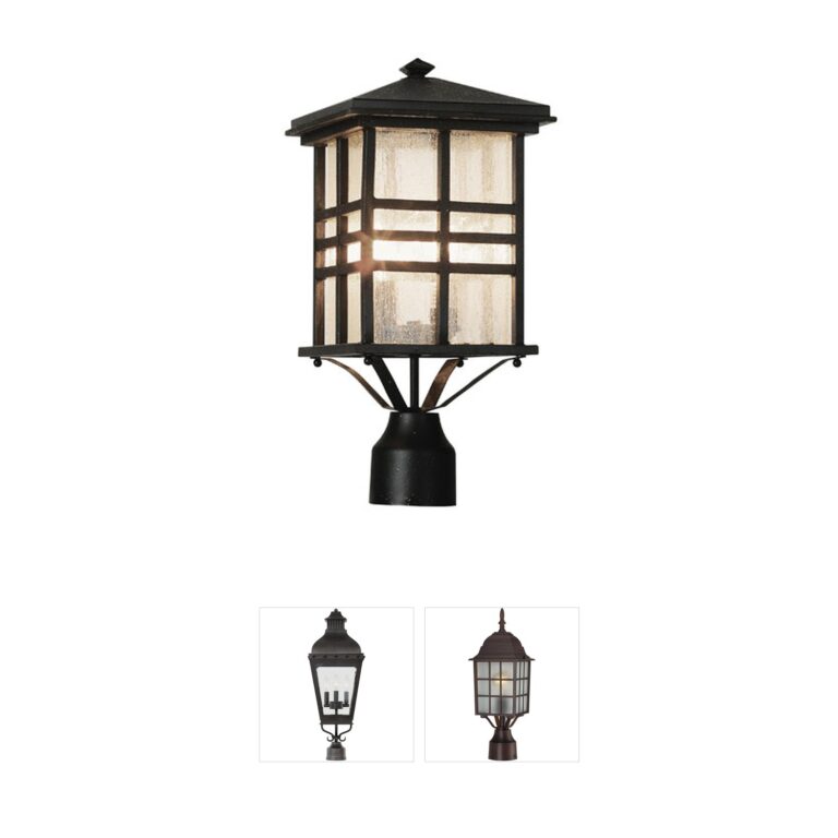 Trans Globe Lighting Huntington Black Seeded Glass Post Light