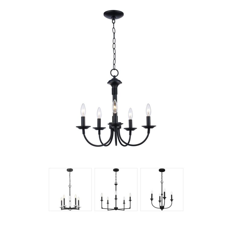 Trans Globe Lighting Candle 5-Light Black Metal Chandelier