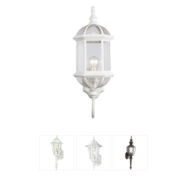 Trans Globe Lighting Botanica White Outdoor Wall Lantern with Clear Beveled Glass
